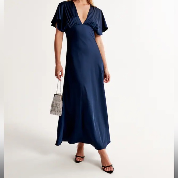 Abercrombie & Fitch Dresses & Skirts - Flutter Sleeve Satin Maxi Dress